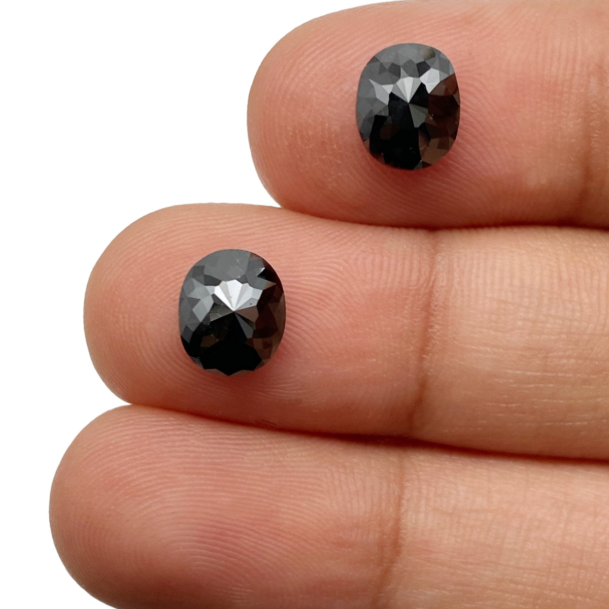 2.57cttw | Black Cushion Shape Rose Cut Diamond Matched Pair-Modern Rustic Diamond
