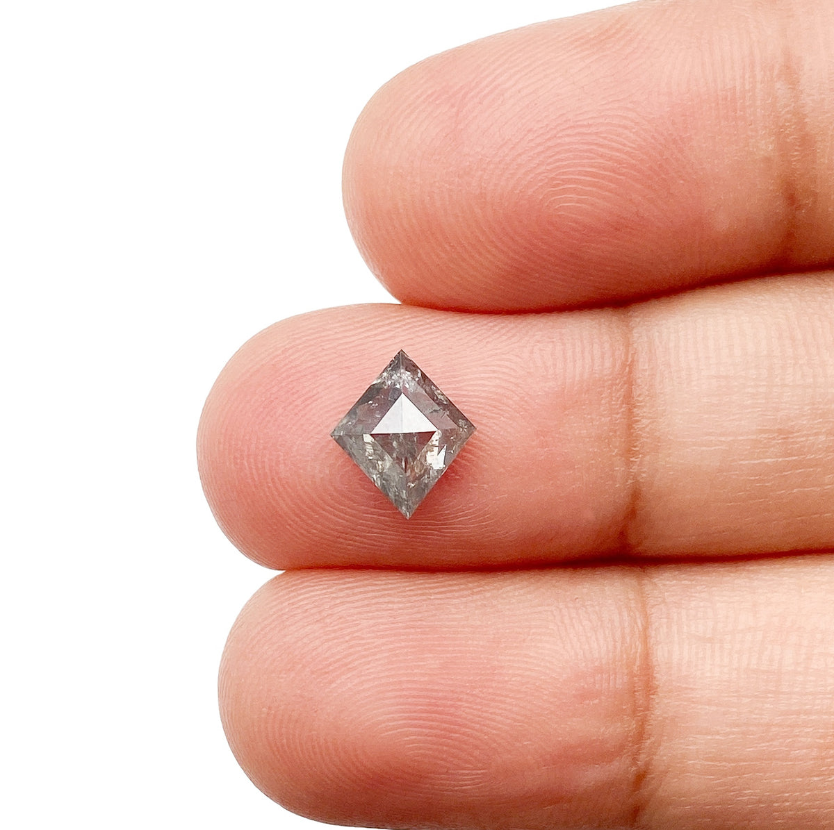 0.88ct | Salt &amp; Pepper Lozenge Shape Rose Cut Diamond - Modern Rustic Diamond