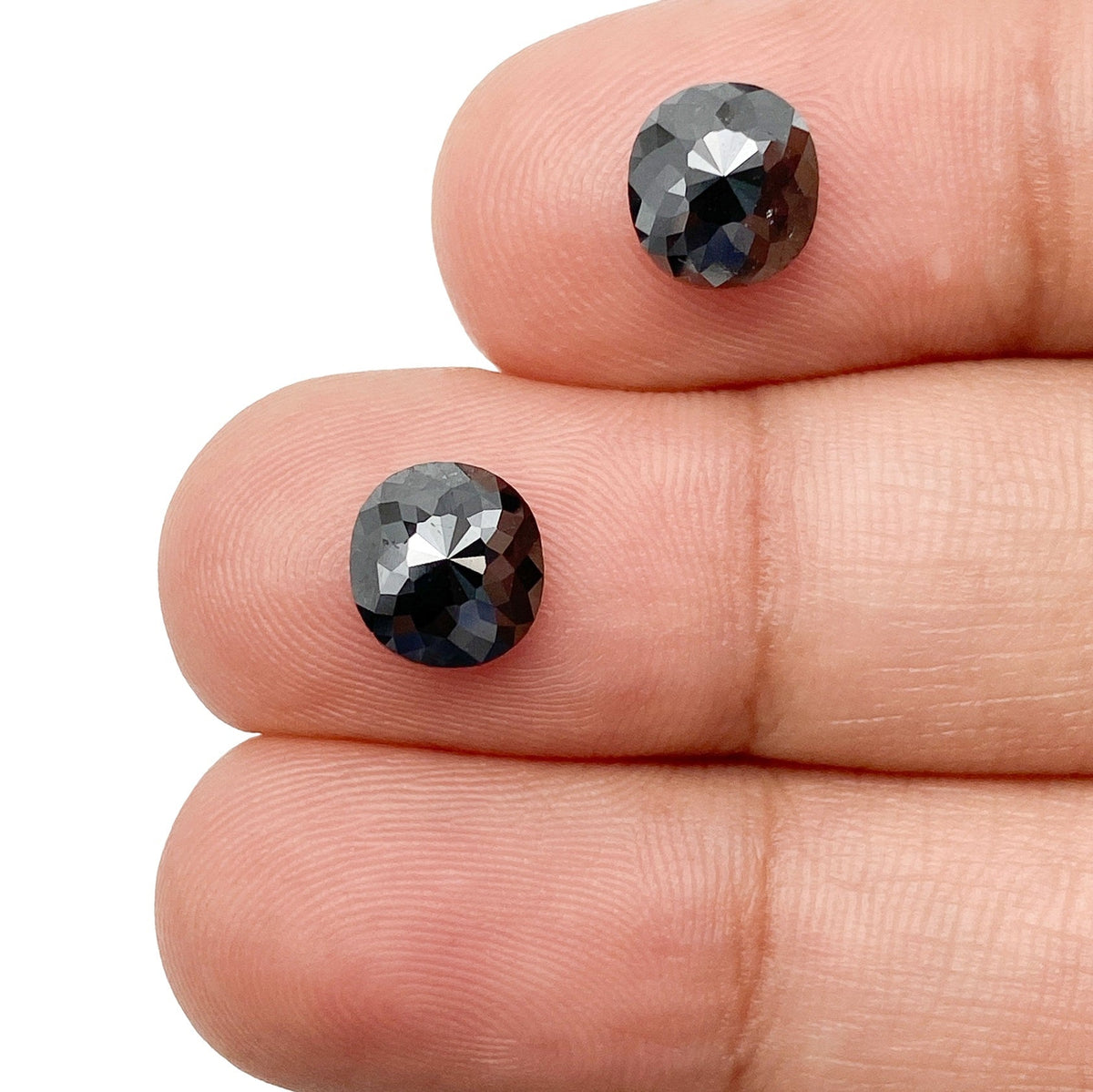 2.61cttw | Black Cushion Shape Rose Cut Diamond Matched Pair-Modern Rustic Diamond