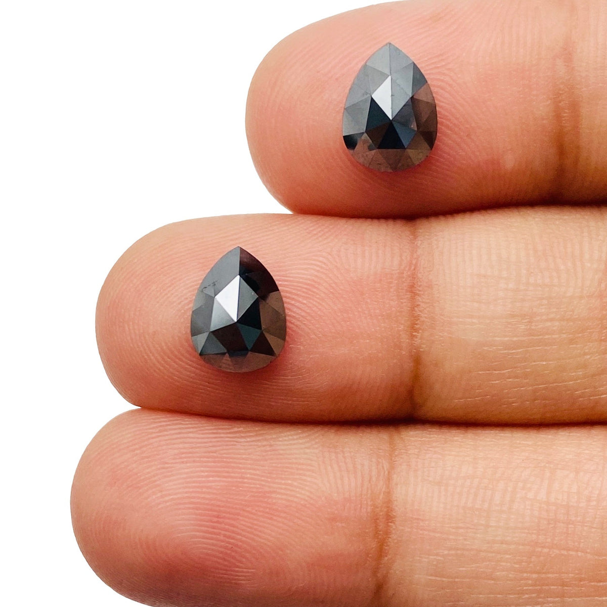 2.65cttw | Black Pear Shape Rose Cut Diamond Matched Pair-Modern Rustic Diamond