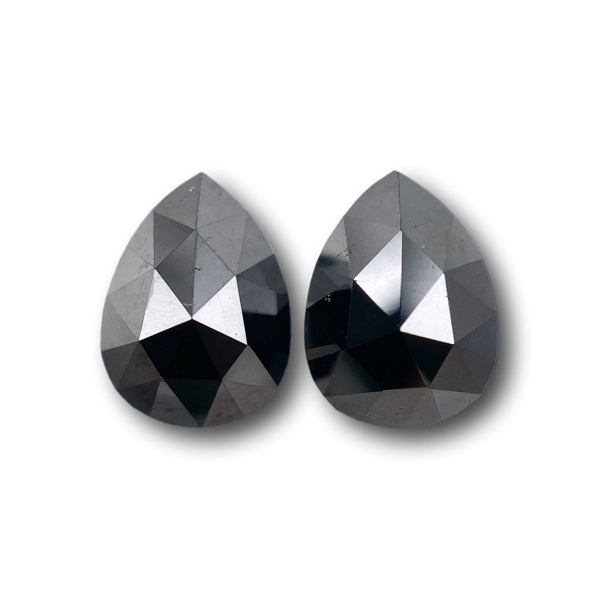 2.65cttw | Black Pear Shape Rose Cut Diamond Matched Pair-Modern Rustic Diamond