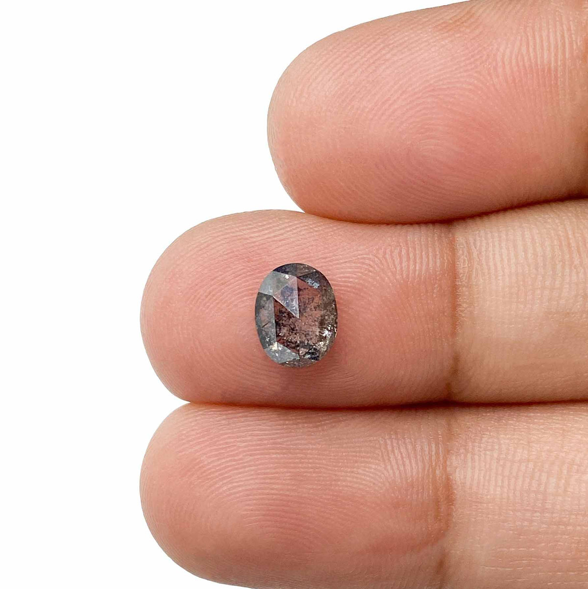 0.97ct | Salt &amp; Pepper Oval Shape Rose Cut Diamond - Modern Rustic Diamond