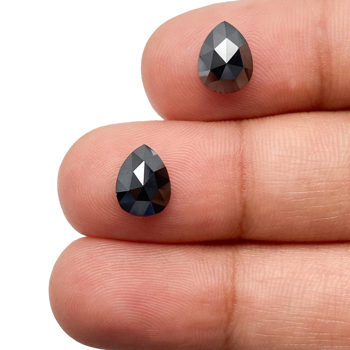 2.66cttw | Black Pear Shape Rose Cut Diamond Matched Pair-Modern Rustic Diamond