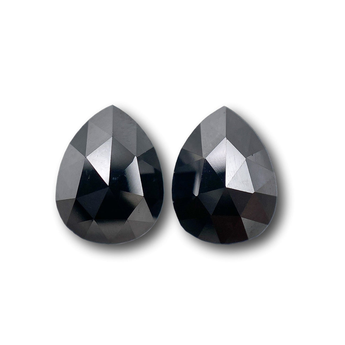 2.66cttw | Black Pear Shape Rose Cut Diamond Matched Pair-Modern Rustic Diamond