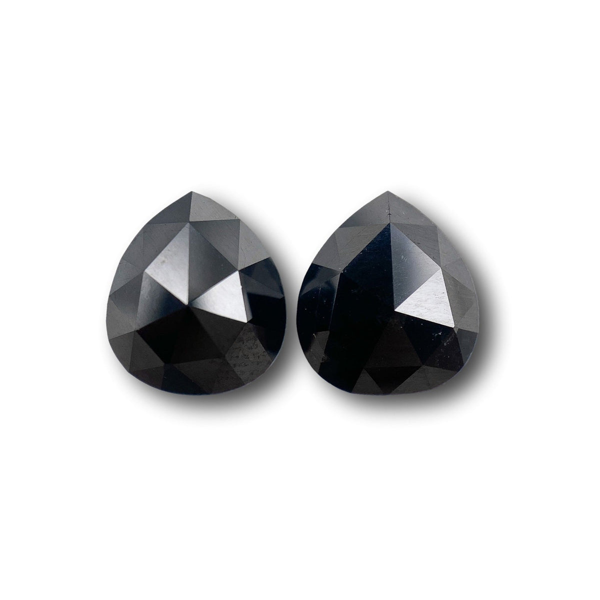 2.70cttw | Black Pear Shape Rose Cut Diamond Matched Pair-Modern Rustic Diamond
