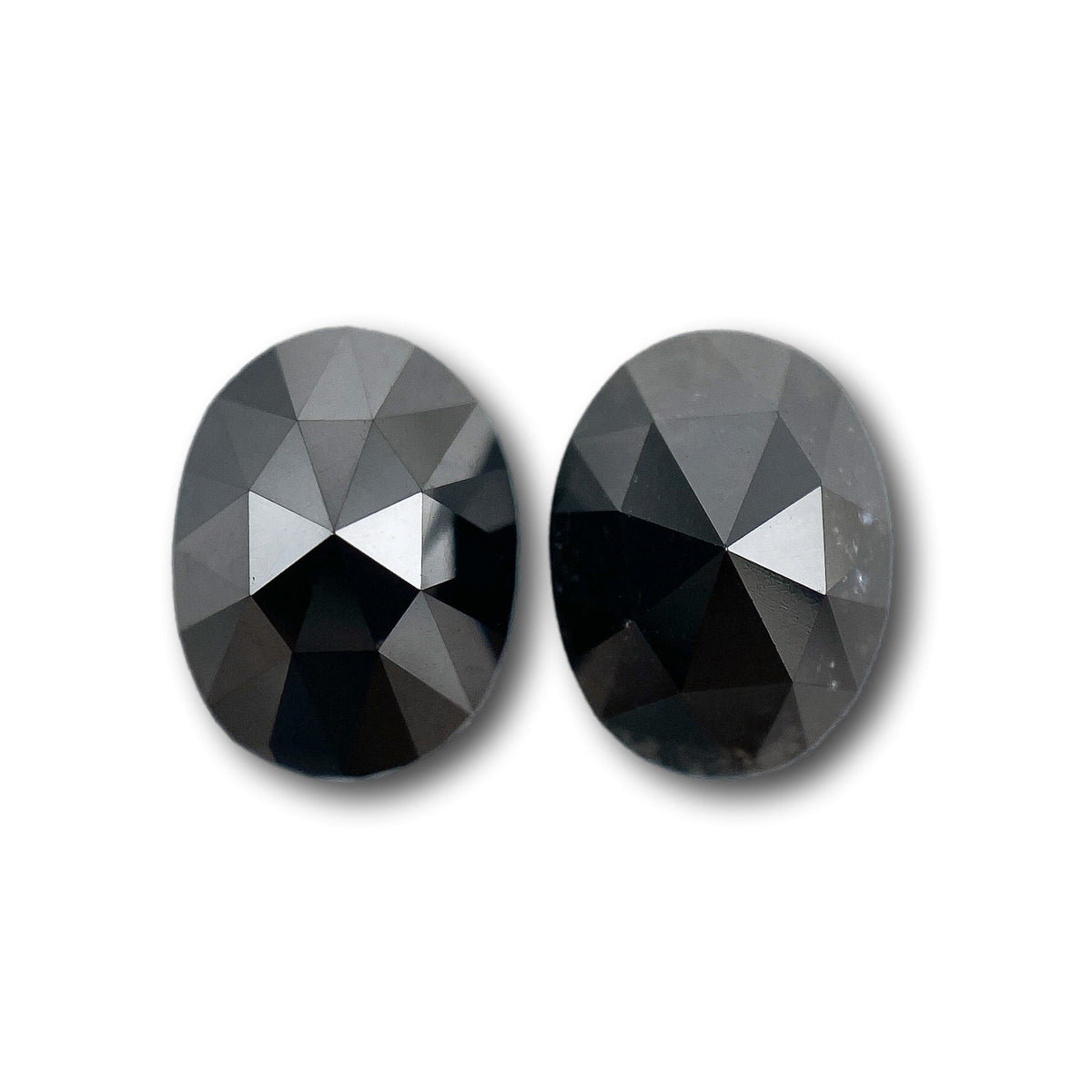 2.71cttw | Black Oval Shape Rose Cut Diamond Matched Pair-Modern Rustic Diamond