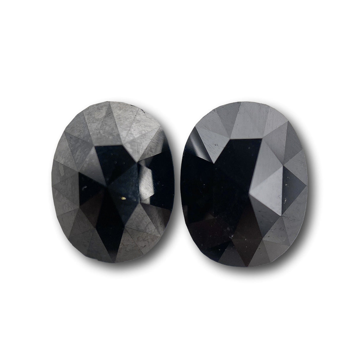 2.74cttw | Black Oval Shape Rose Cut Diamond Matched Pair-Modern Rustic Diamond