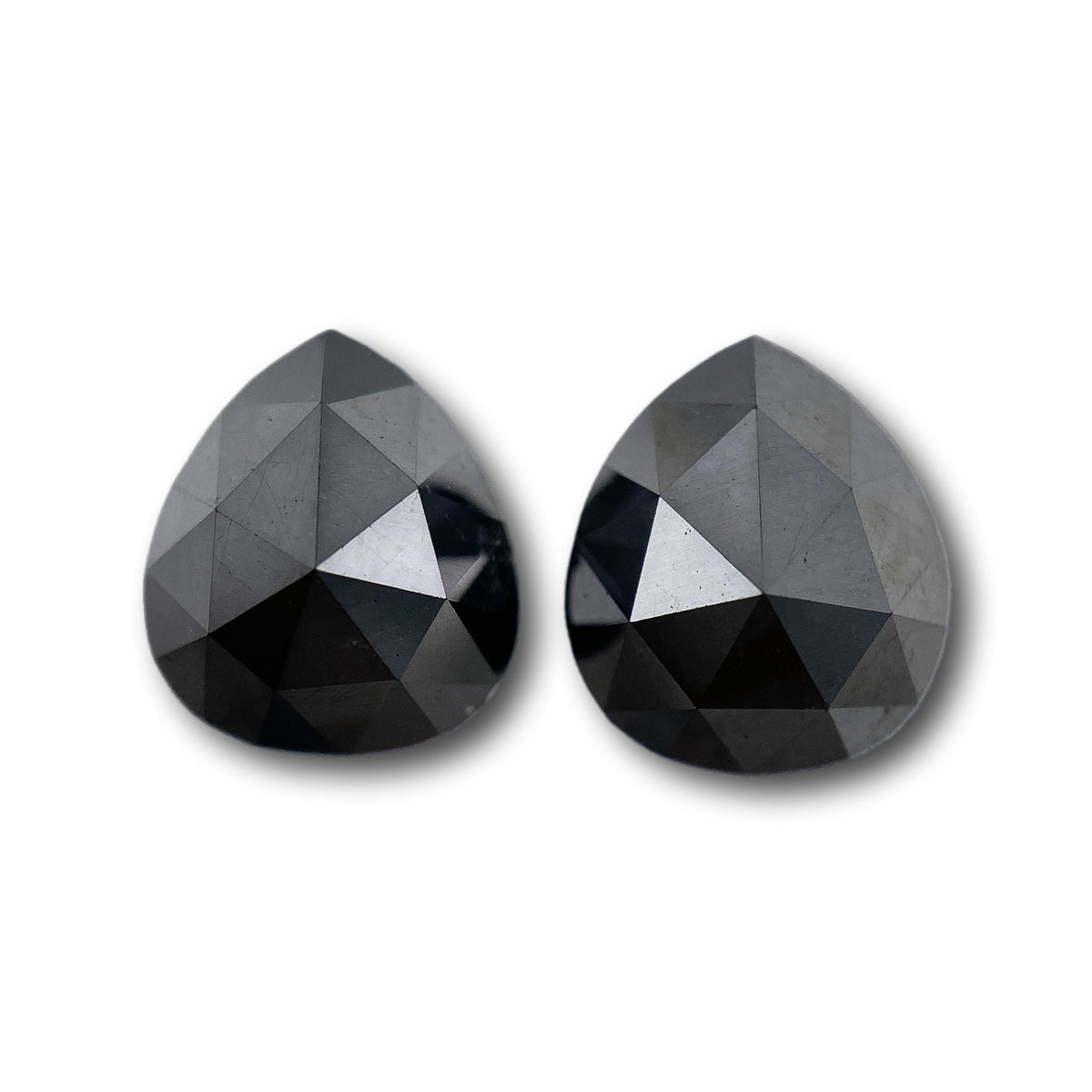 2.74cttw | Black Pear Shape Rose Cut Diamond Matched Pair-Modern Rustic Diamond