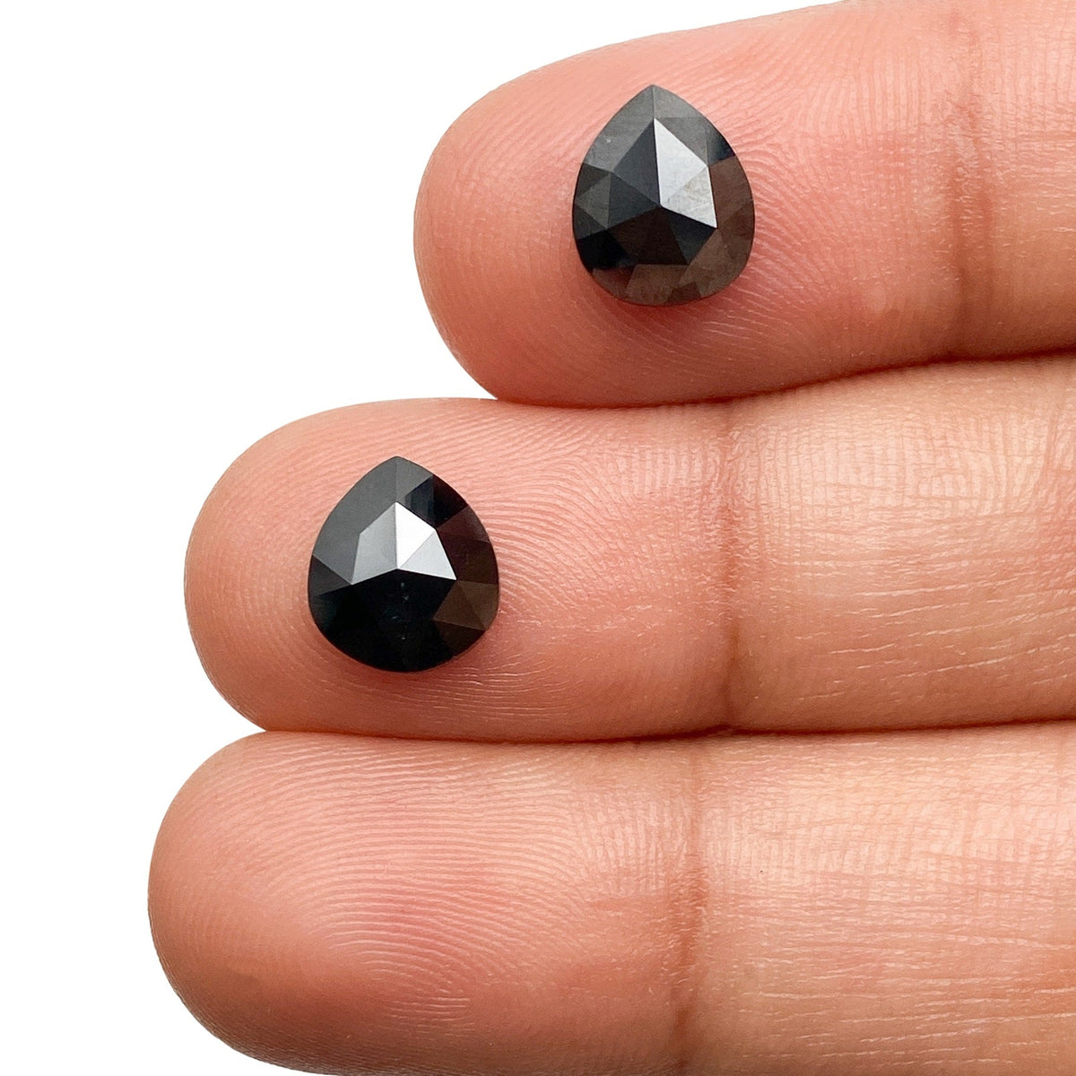 2.81cttw | Black Pear Shape Rose Cut Diamond Matched Pair-Modern Rustic Diamond