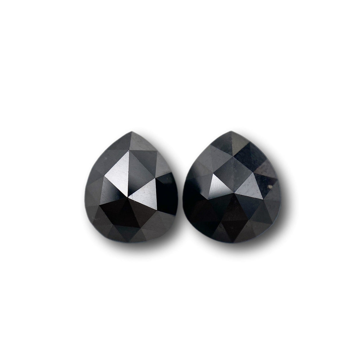 2.81cttw | Black Pear Shape Rose Cut Diamond Matched Pair-Modern Rustic Diamond