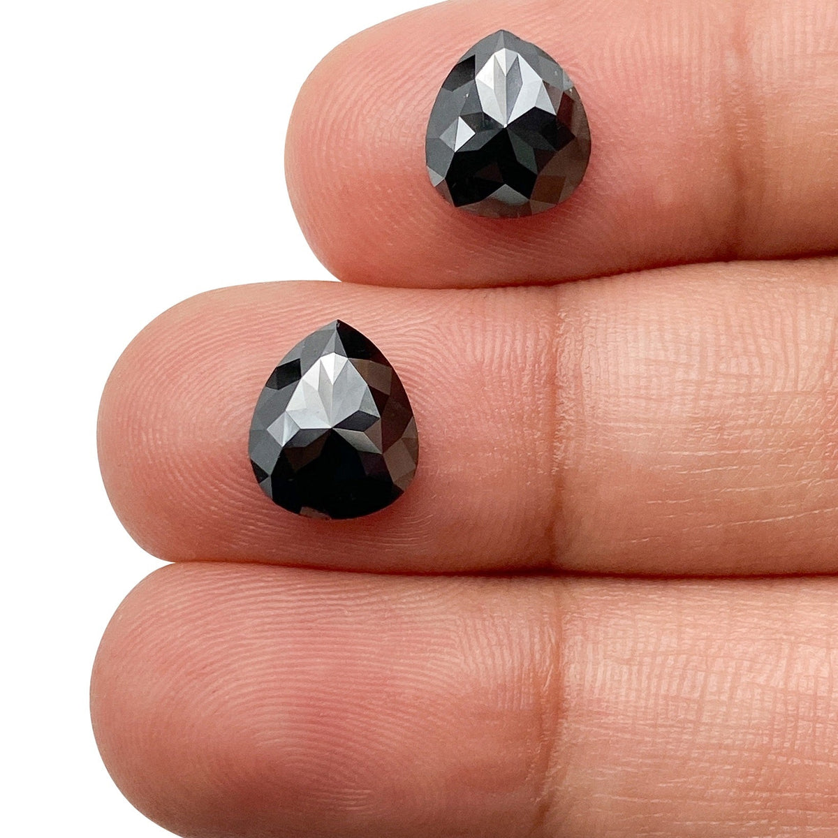 2.91cttw | Black Pear Shape Rose Cut Diamond Matched Pair-Modern Rustic Diamond