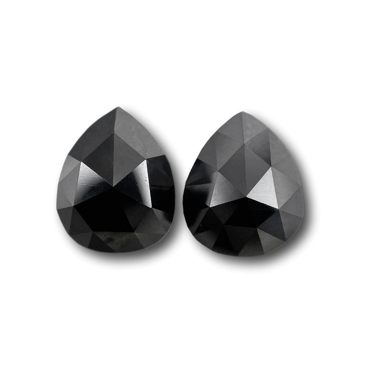 2.93cttw | Black Pear Shape Rose Cut Diamond Matched Pair-Modern Rustic Diamond