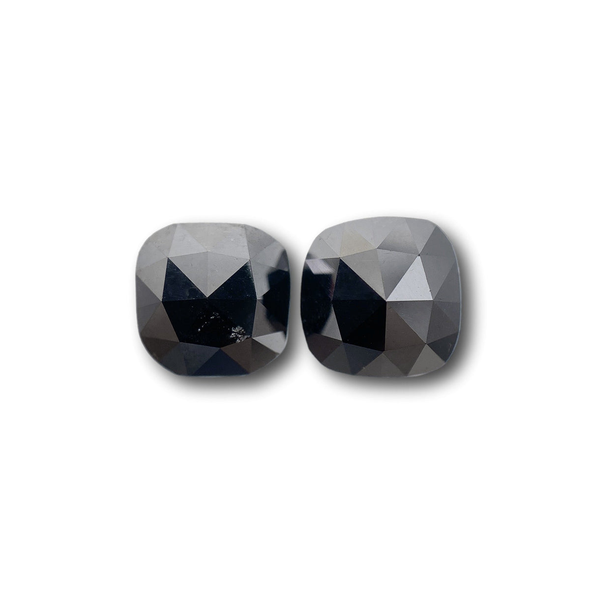 2.96cttw | Black Cushion Shape Rose Cut Diamond Matched Pair-Modern Rustic Diamond