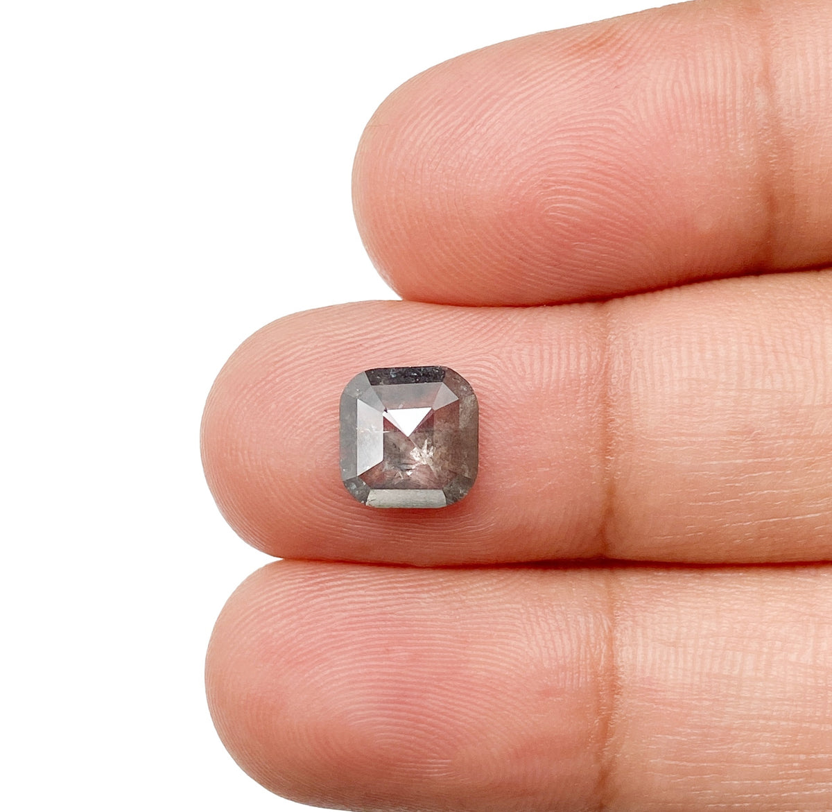 1.43ct | Salt &amp; Pepper Cushion Shape Rose Cut Diamond - Modern Rustic Diamond