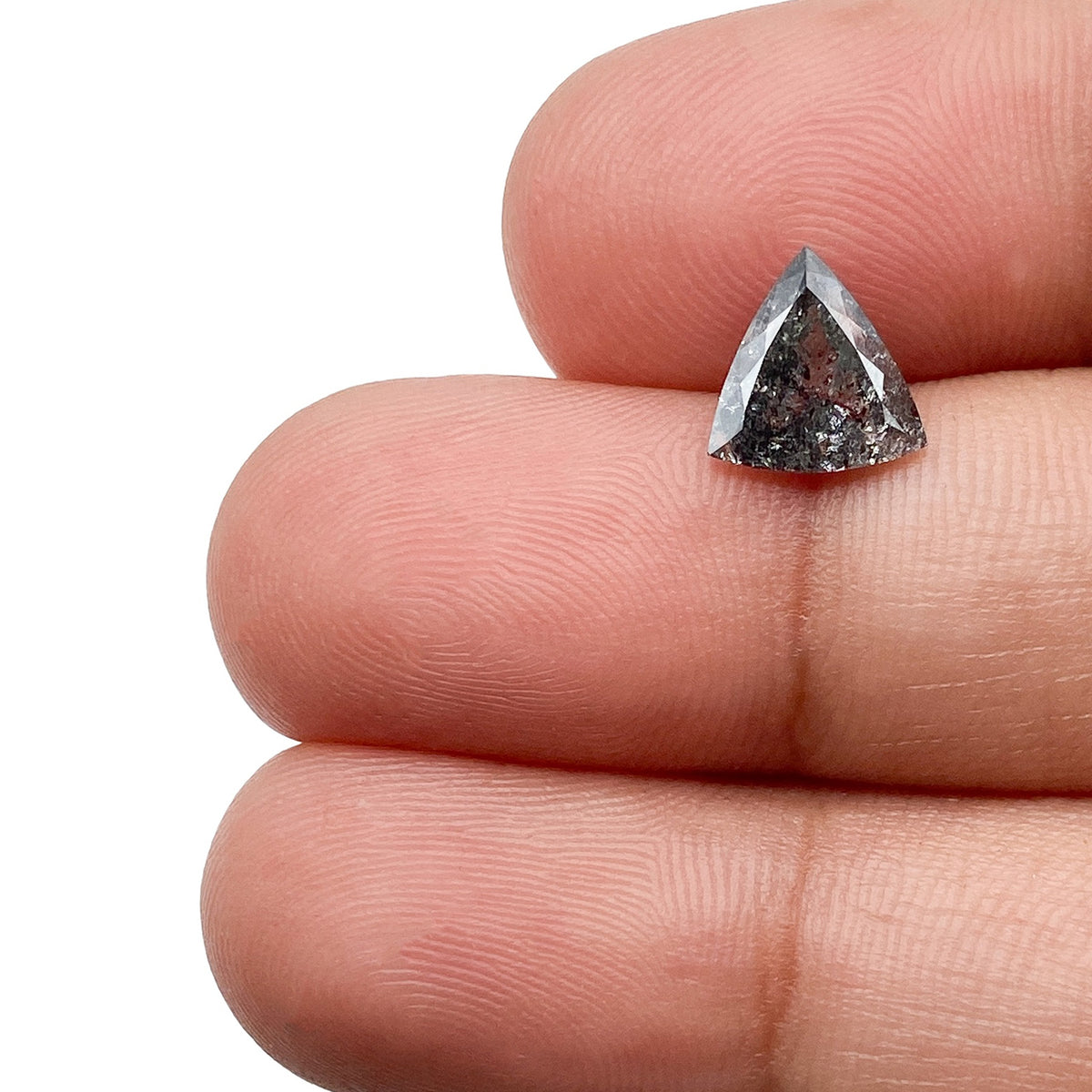 1.06ct | Salt &amp; Pepper Triangular Shape Rose Cut Diamond - Modern Rustic Diamond