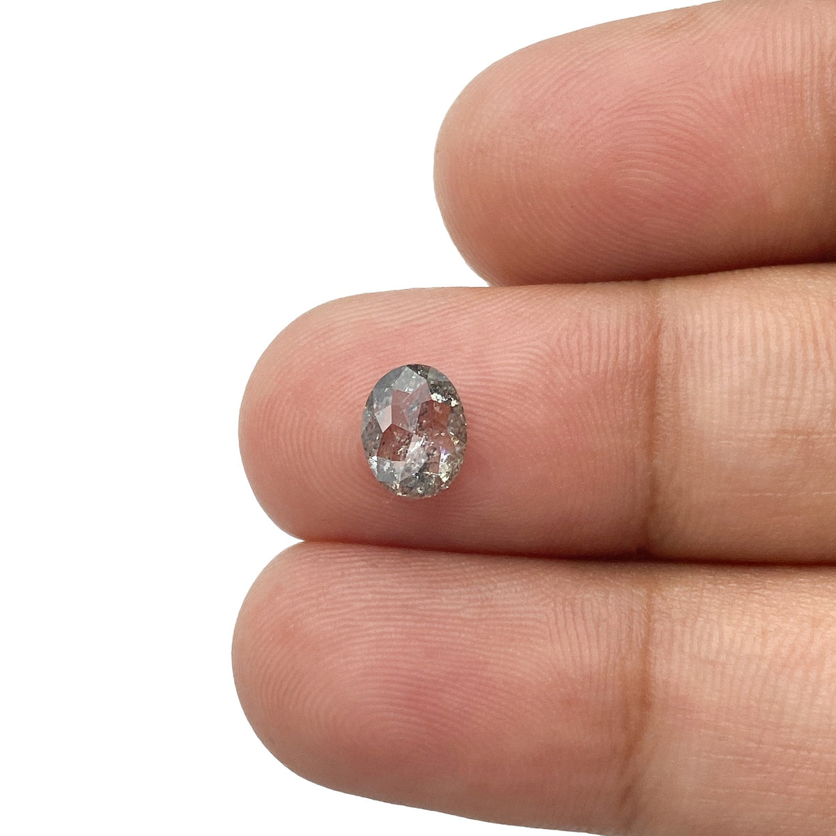 0.86ct | Salt &amp; Pepper Oval Shape Rose Cut Diamond - Modern Rustic Diamond