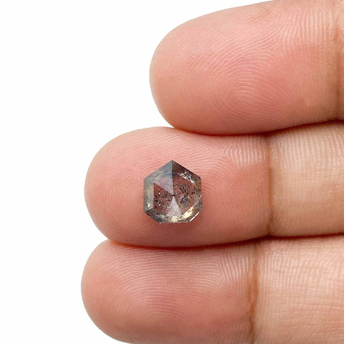 1.36ct | Salt &amp; Pepper Shield Shape Rose Cut Diamond - Modern Rustic Diamond