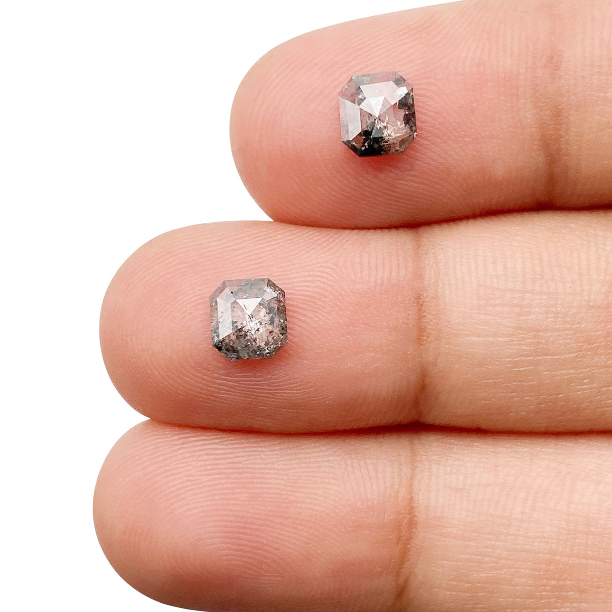 0.96cttw | Rustic  Asscher Shape Step Cut Diamond Matched Pair - Modern Rustic Diamond