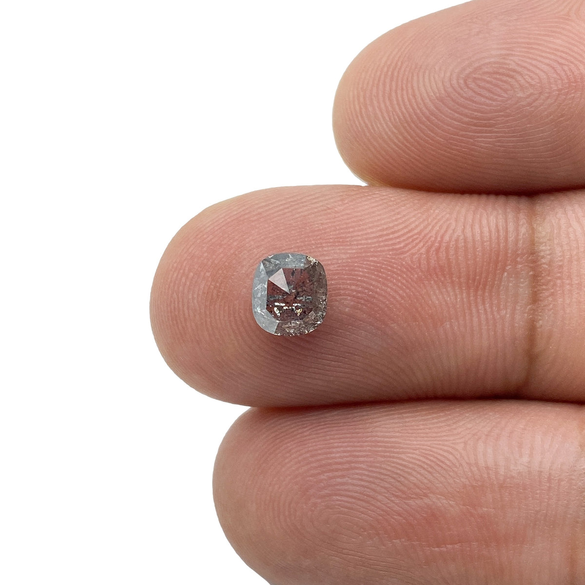 1.09ct | Salt &amp; Pepper Cushion Shape Rose Cut Diamond - Modern Rustic Diamond