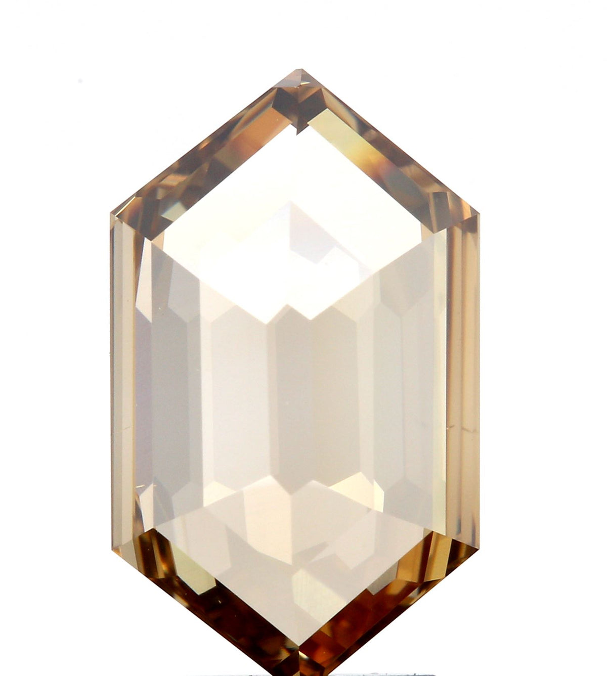 3.01ct | Cognac VVS Hexagon Shape Rose Cut Diamond - Modern Rustic Diamond