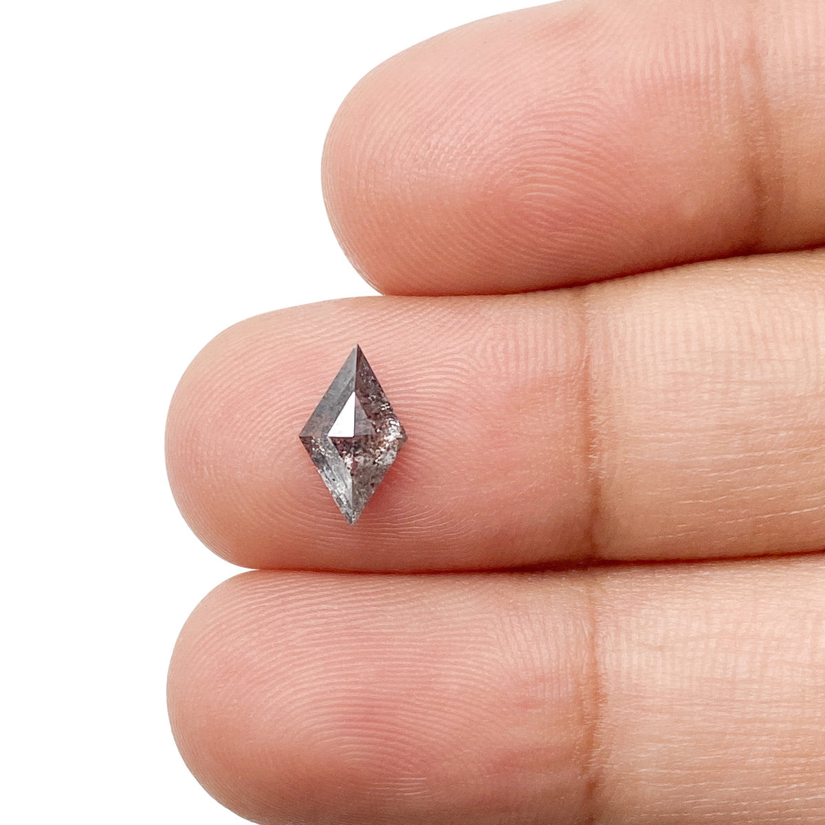 0.69ct | Salt &amp; Pepper Lozenge Shape Rose Cut Diamond - Modern Rustic Diamond