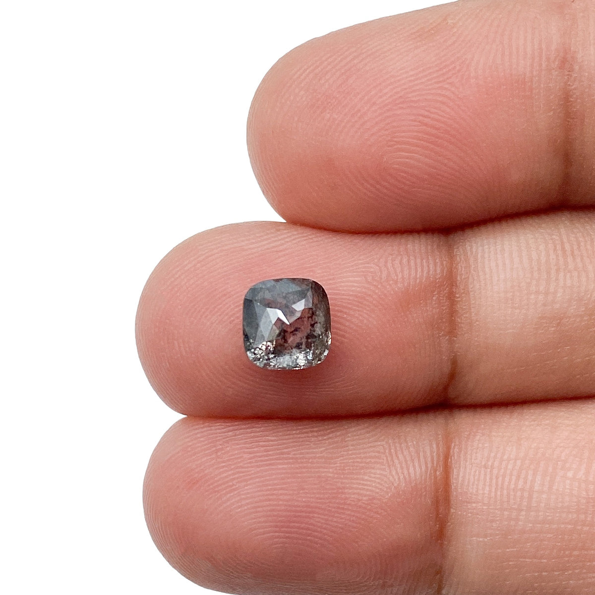 1.26ct | Salt &amp; Pepper Cushion Shape Rose Cut Diamond - Modern Rustic Diamond