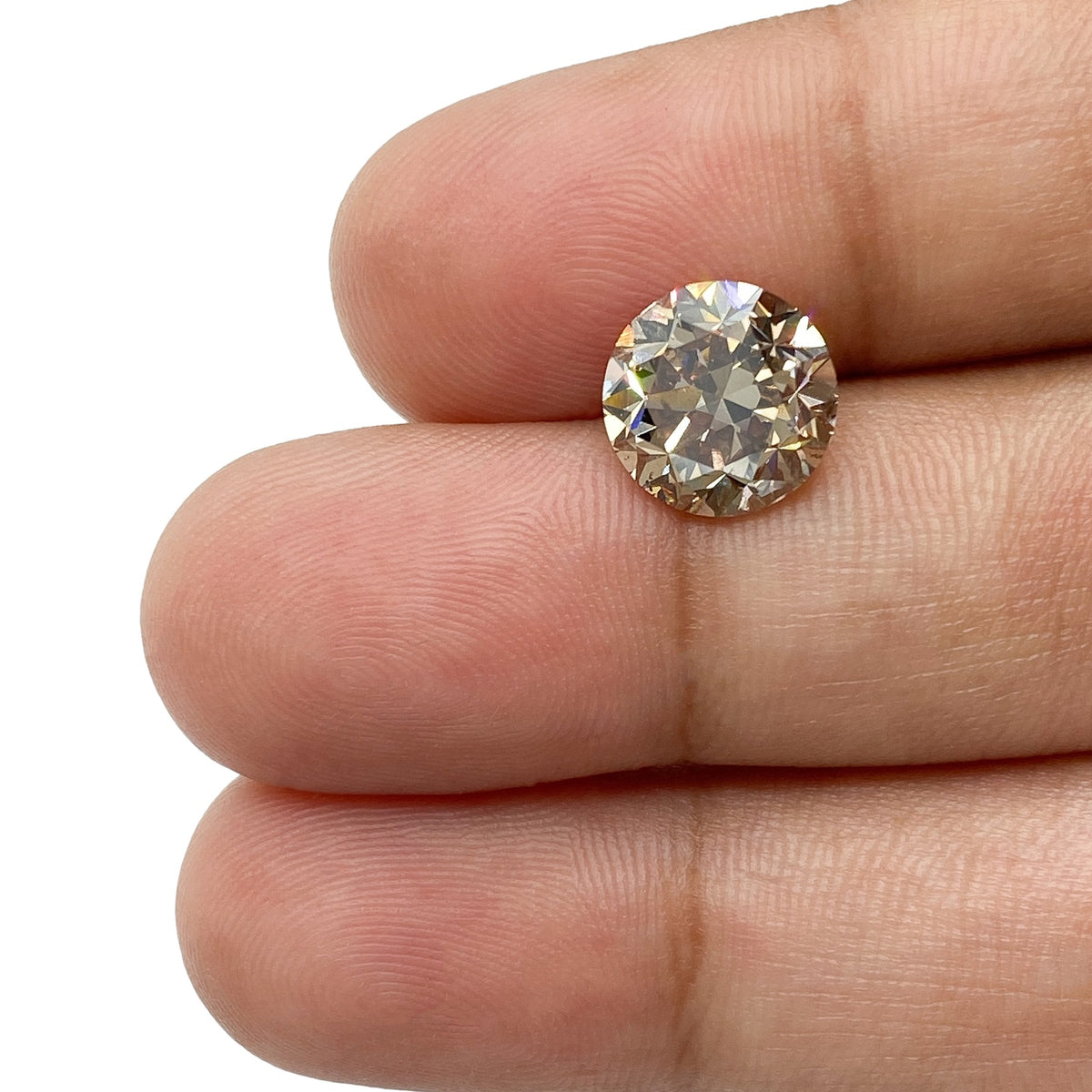 3.51ct | Champagne VS-SI Round Shape Brilliant Cut Diamond - Modern Rustic Diamond