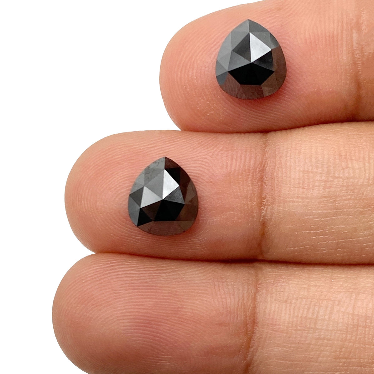 3.10cttw | Black Pear Shape Rose Cut Diamond Matched Pair-Modern Rustic Diamond