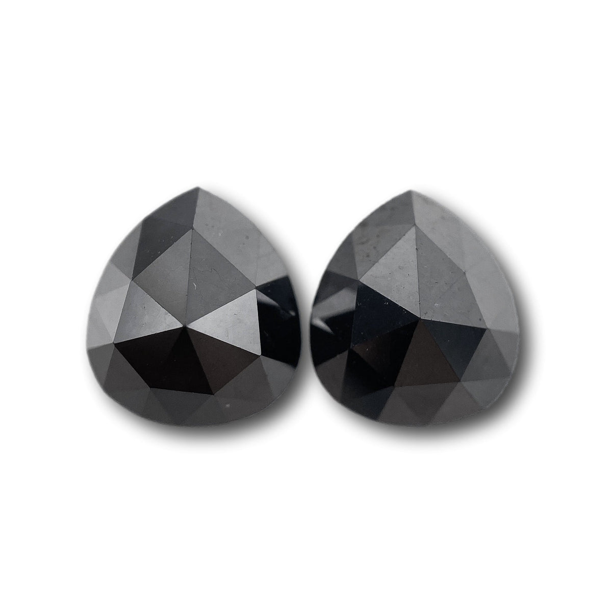 3.10cttw | Black Pear Shape Rose Cut Diamond Matched Pair-Modern Rustic Diamond