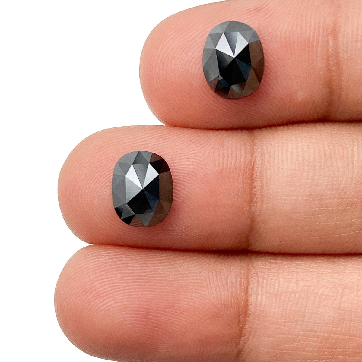3.16cttw | Black Cushion Shape Rose Cut Diamond Matched Pair-Modern Rustic Diamond