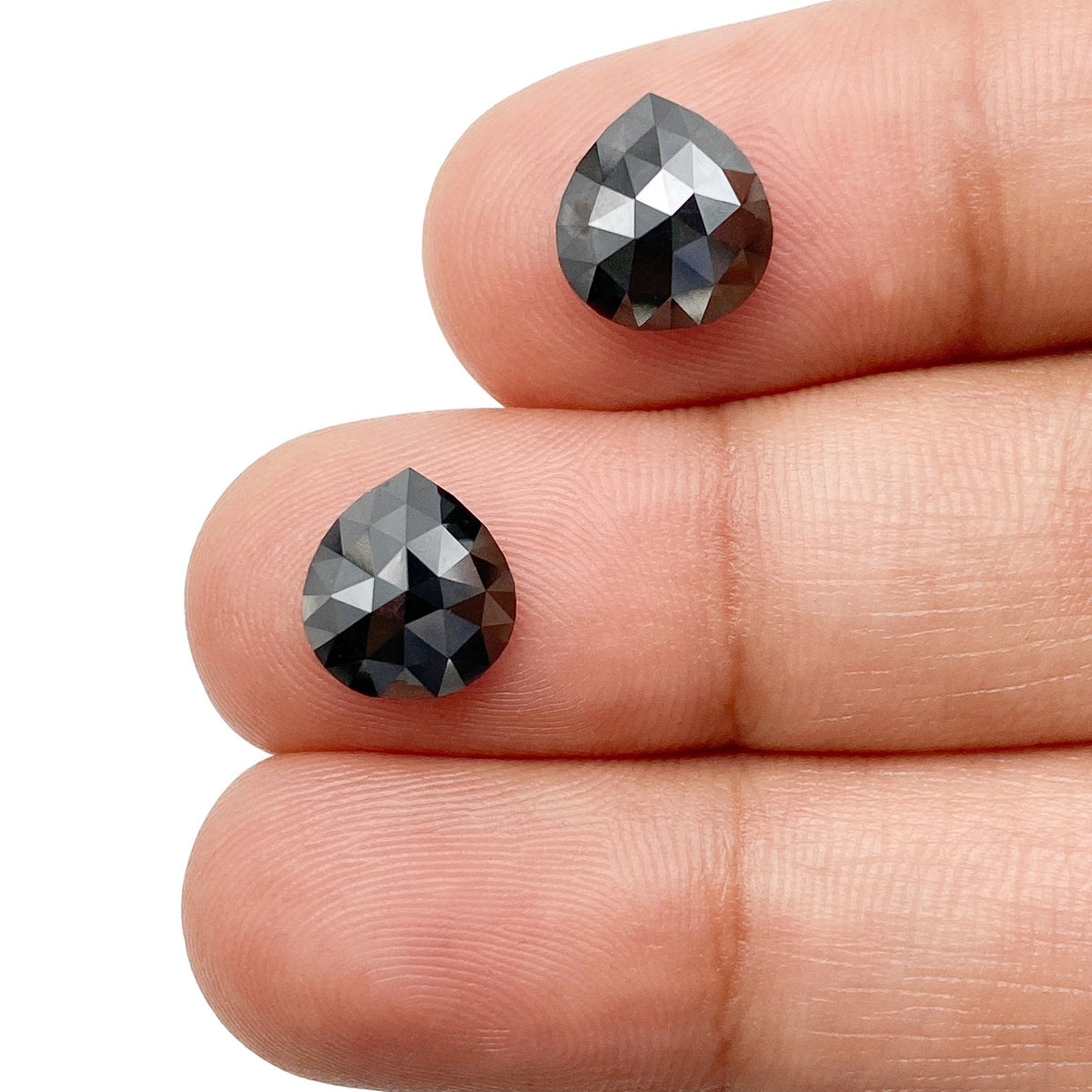 3.16cttw | Black Pear Shape Rose Cut Diamond Matched Pair-Modern Rustic Diamond