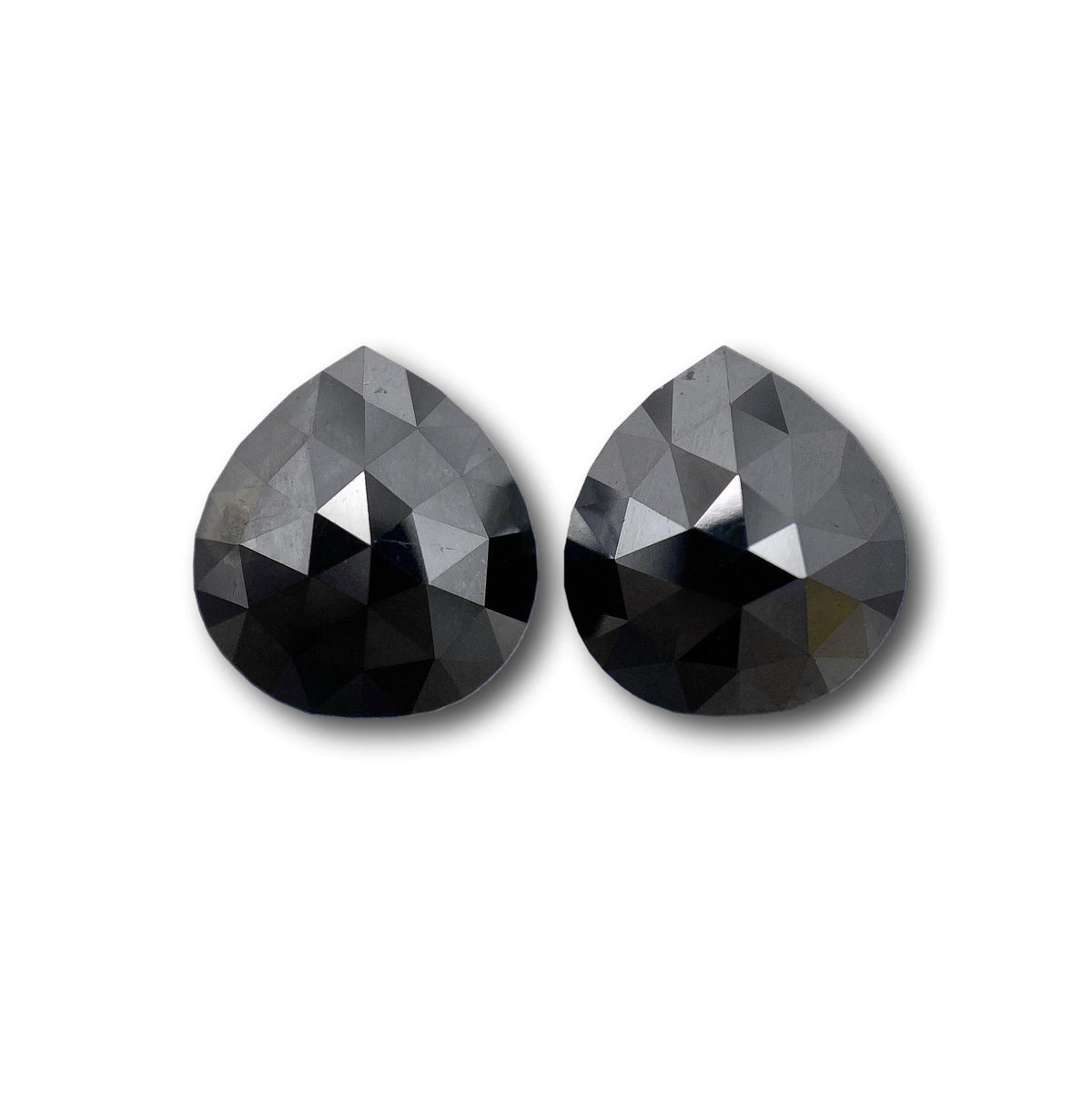 3.16cttw | Black Pear Shape Rose Cut Diamond Matched Pair-Modern Rustic Diamond