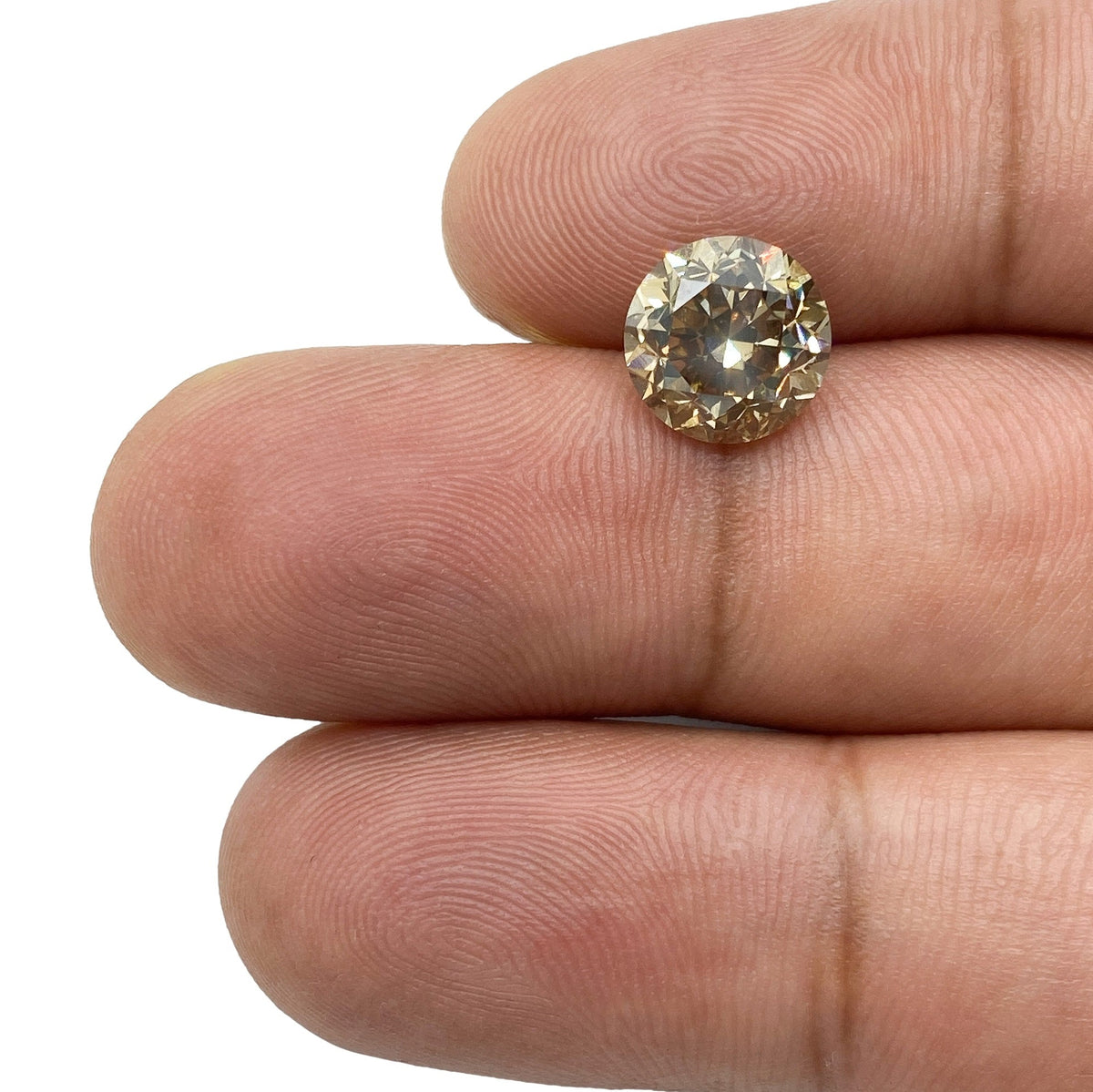 3.21ct | Champagne VS Round Shape Brilliant Cut Diamond-Modern Rustic Diamond