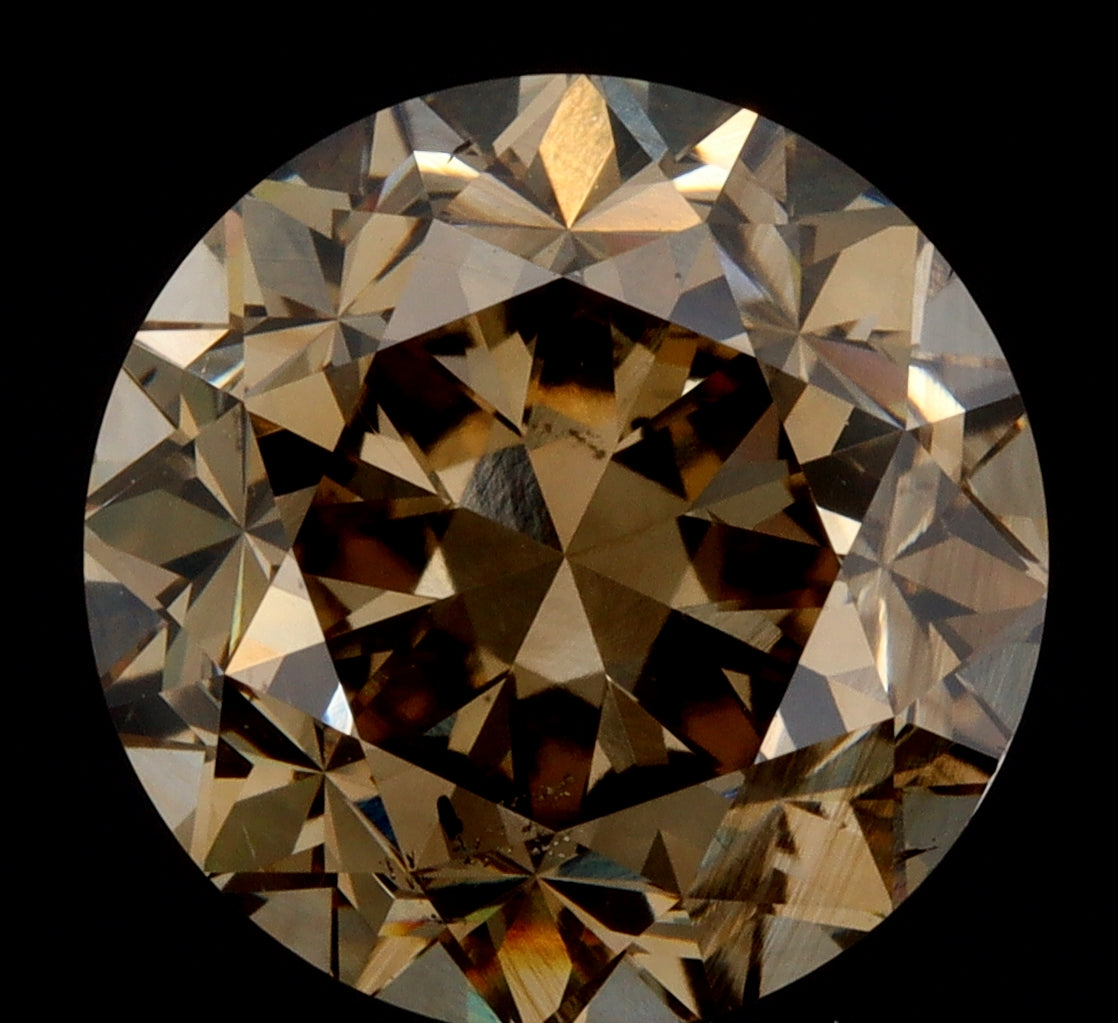 3.21ct | Champagne VS Round Shape Brilliant Cut Diamond-Modern Rustic Diamond