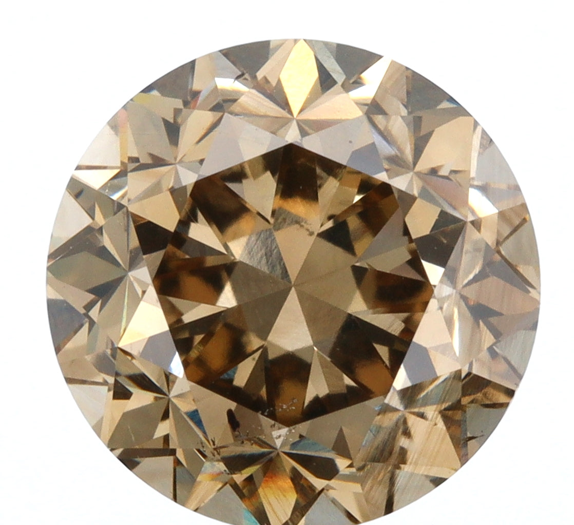 3.21ct | Champagne VS Round Shape Brilliant Cut Diamond-Modern Rustic Diamond