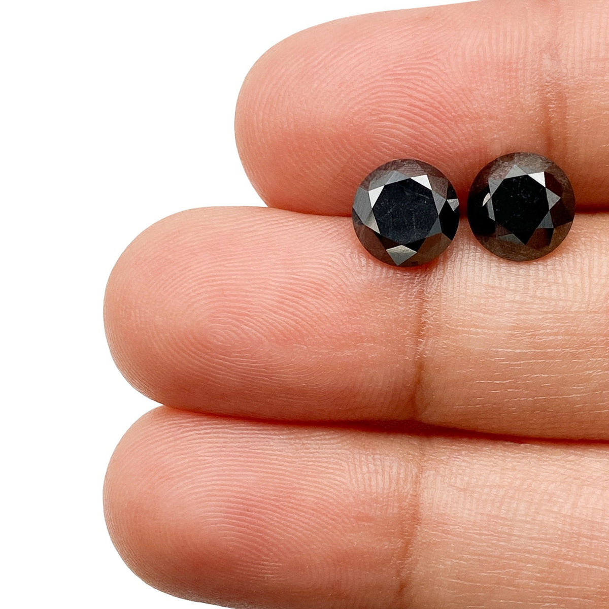 3.27cttw | Black Round Shape Brilliant Cut Diamond Matched Pair-Modern Rustic Diamond