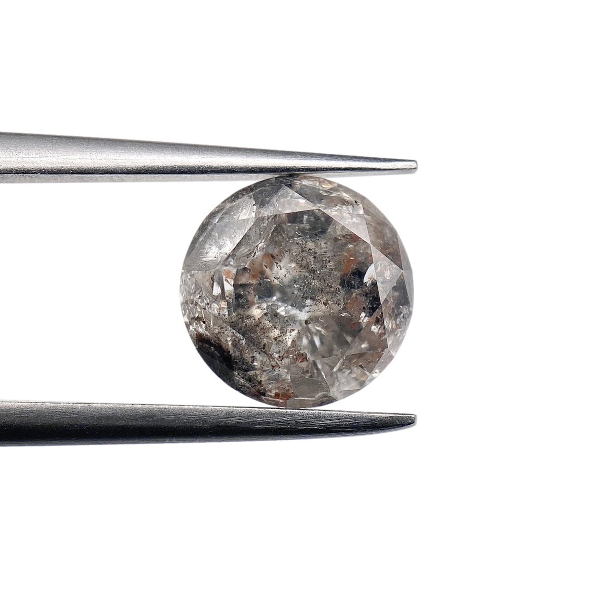 2.10ct | Salt &amp; Pepper Round Shape Brilliant Cut Diamond - Modern Rustic Diamond