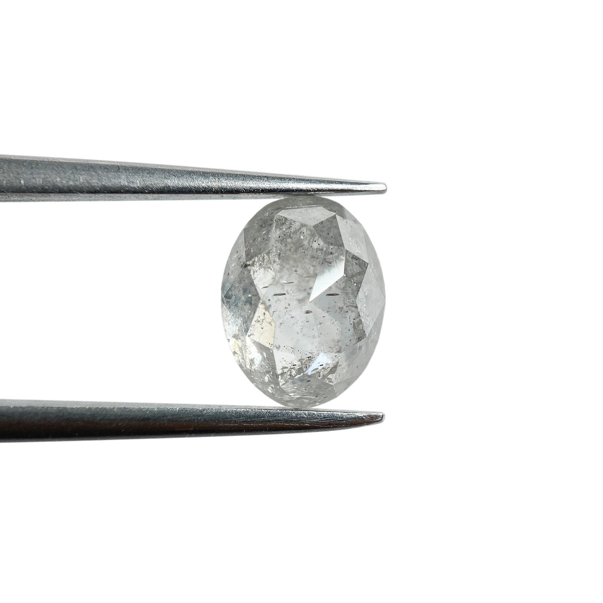 2.55ct | Salt &amp; Pepper Oval Shape Rose Cut Diamond - Modern Rustic Diamond