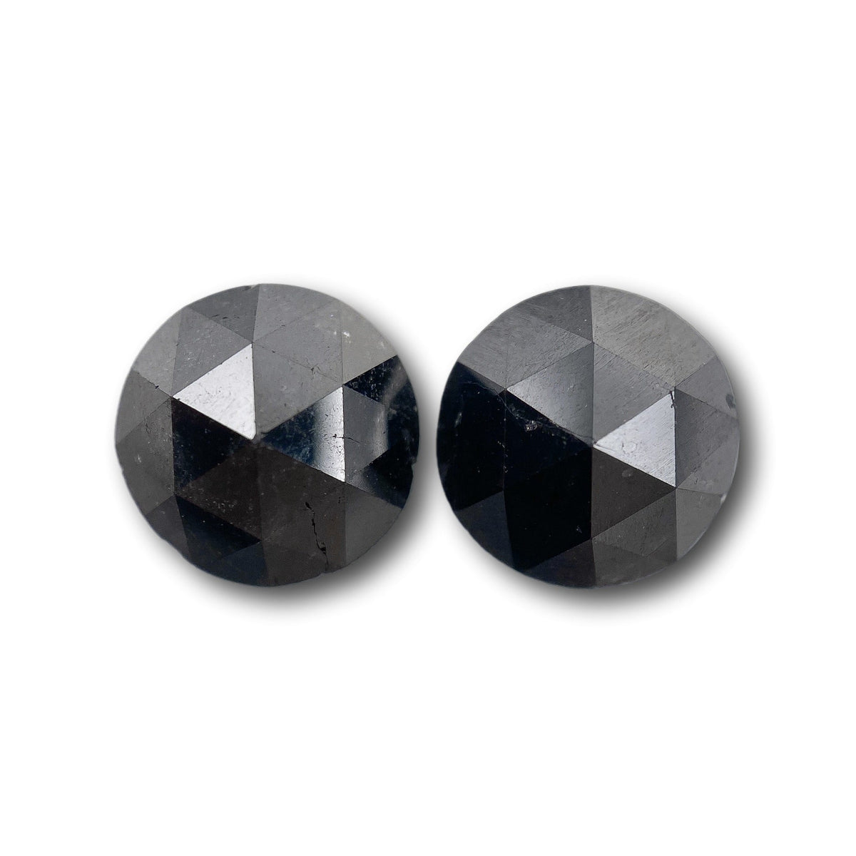 3.34cttw | Black Round Shape Rose Cut Diamond Matched Pair-Modern Rustic Diamond