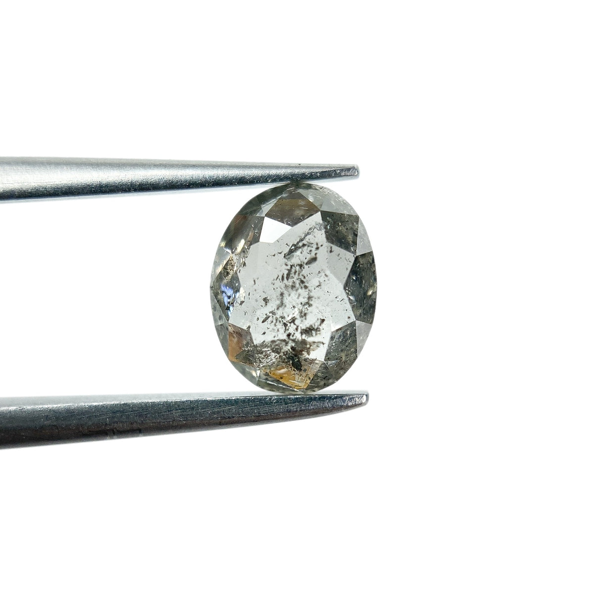 0.86ct | Salt &amp; Pepper Oval Shape Rose Cut Diamond - Modern Rustic Diamond