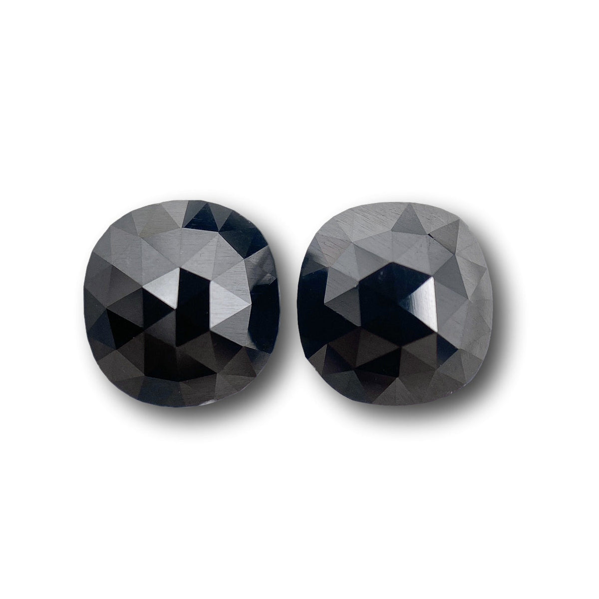 3.41cttw | Black Cushion Shape Rose Cut Diamond Matched Pair-Modern Rustic Diamond