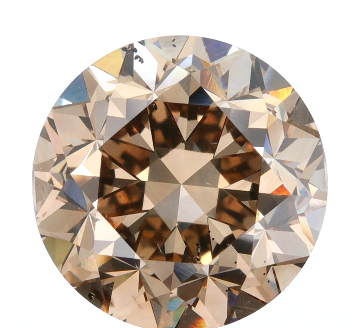 3.51ct | Champagne VS-SI Round Shape Brilliant Cut Diamond-Modern Rustic Diamond