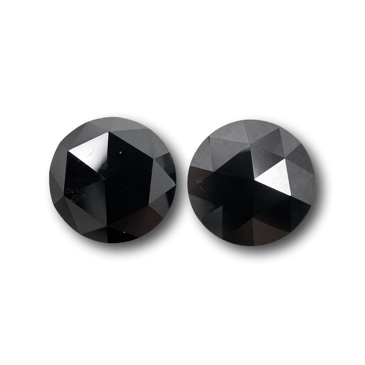 3.58cttw | Black Round Shape Rose Cut Diamond Matched Pair-Modern Rustic Diamond