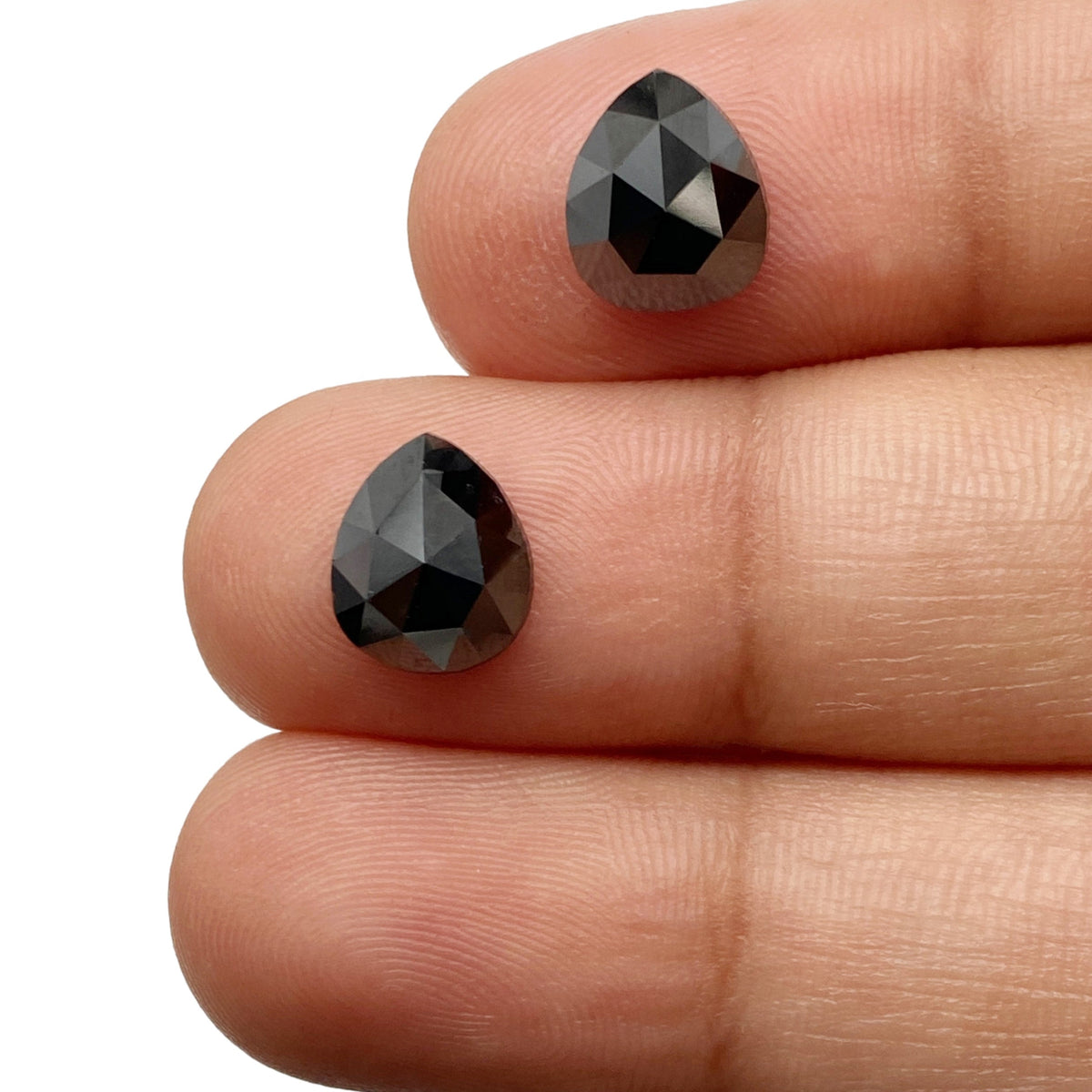 3.60cttw | Black Pear Shape Rose Cut Diamond Matched Pair-Modern Rustic Diamond