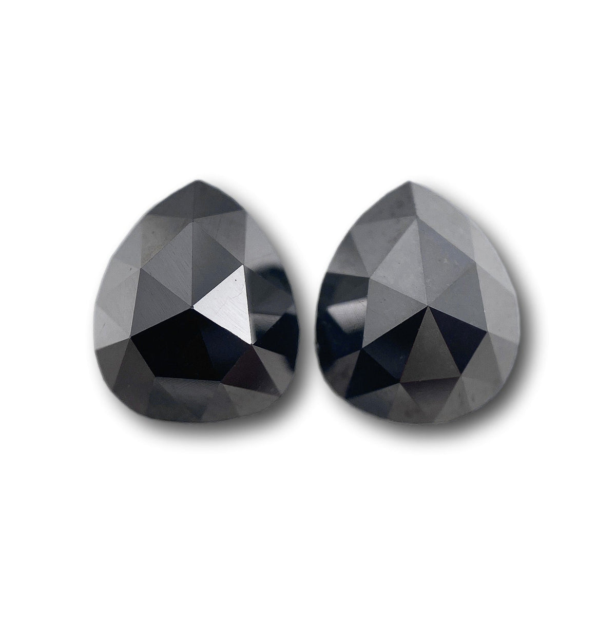 3.60cttw | Black Pear Shape Rose Cut Diamond Matched Pair-Modern Rustic Diamond