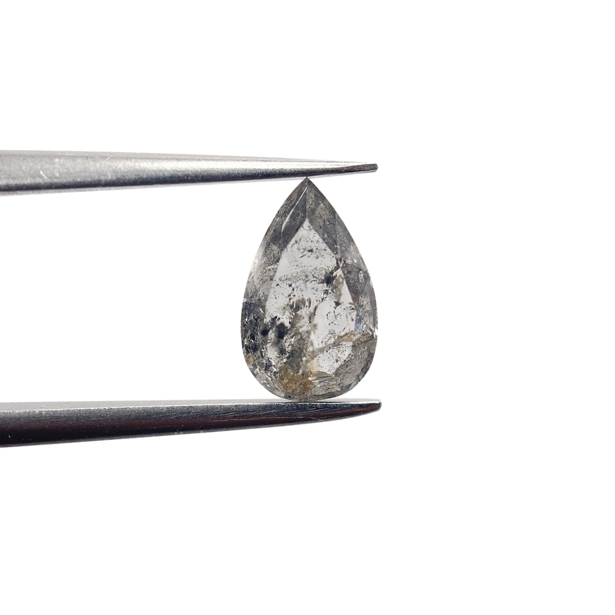 1.00ct | Salt &amp; Pepper Pear Shape Rose Cut Diamond - Modern Rustic Diamond