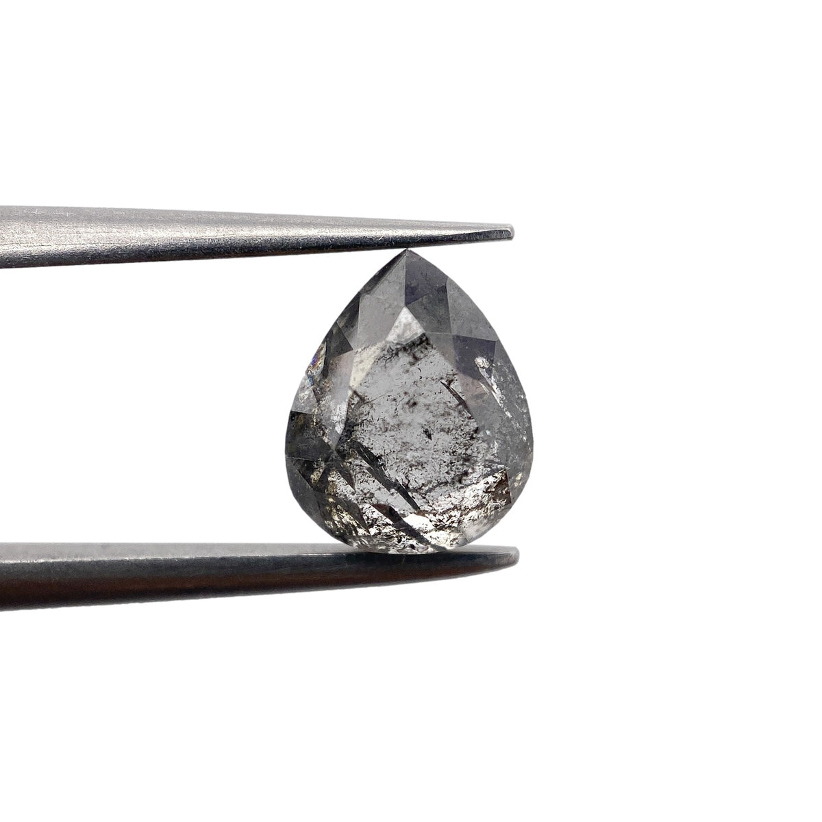 1.54ct | Salt &amp; Pepper Pear Shape Rose Cut Diamond - Modern Rustic Diamond