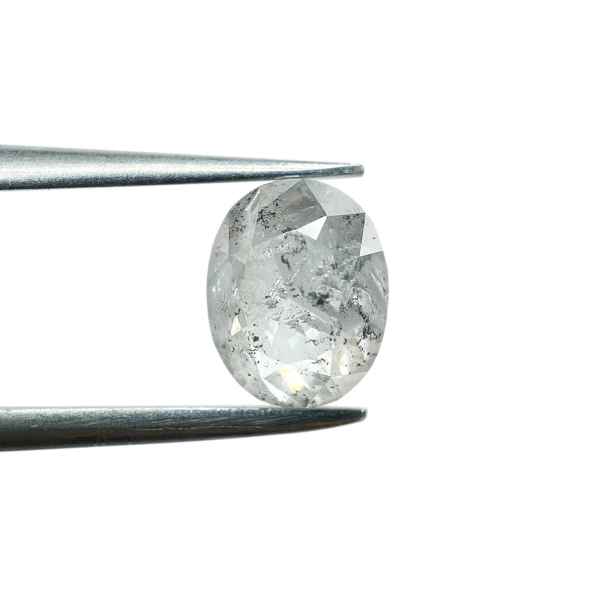 1.21ct | Salt &amp; Pepper Oval Shape Rose Cut Diamond - Modern Rustic Diamond