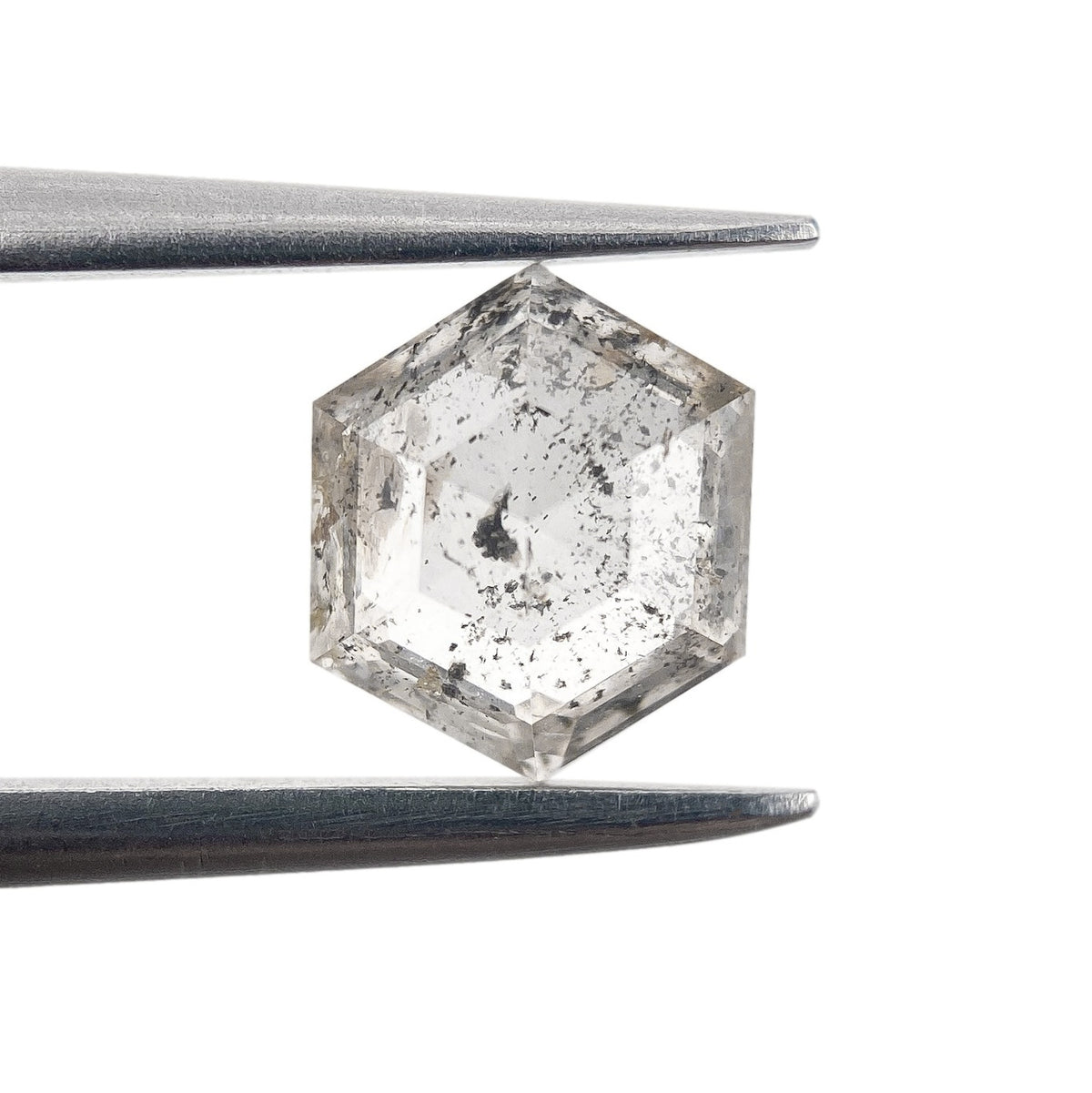 0.82ct | Salt &amp; Pepper Hexagon Shape Rose Cut Diamond - Modern Rustic Diamond