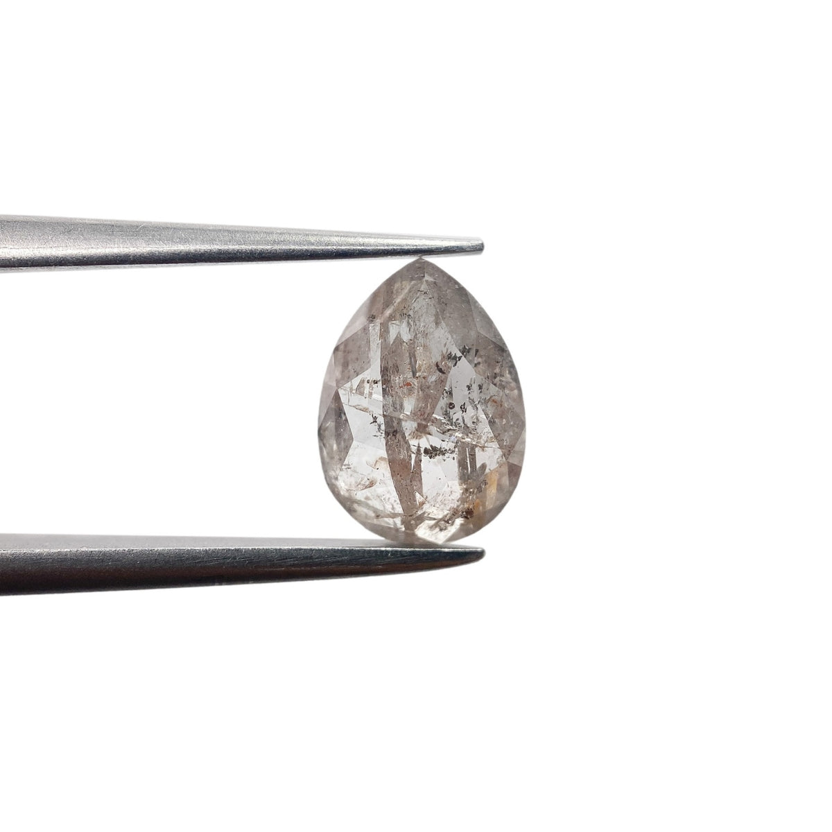 1.14ct | Salt &amp; Pepper Pear Shape Rose Cut Diamond - Modern Rustic Diamond